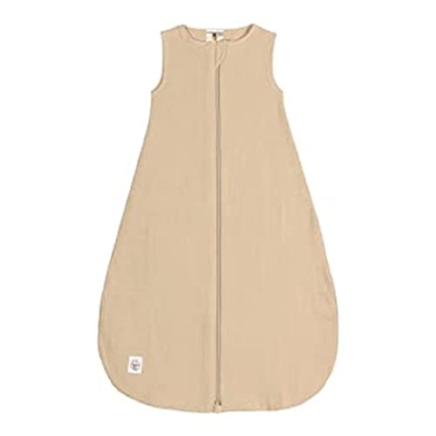 LÄSSIG Baby Sommerschlafsack ohne Ärmel Muslin Baumwolle GOTS zertifiziert unisex/Muslin Sleeping Bag nature, Größe 74/80 7-12 Monate