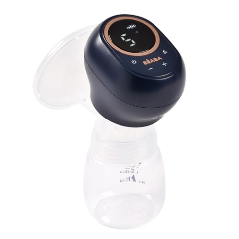 BÉABA, Elektrische Milchpumpe Einfach, mobil und leicht, 3 Stufen, 9 Stufen, Geräuschlos, 180mL Fassungsvermögen, Nachtlicht, Timer, Memory-Funktion, 6 Sitzungen, USB C Ladefunktion, Night blue