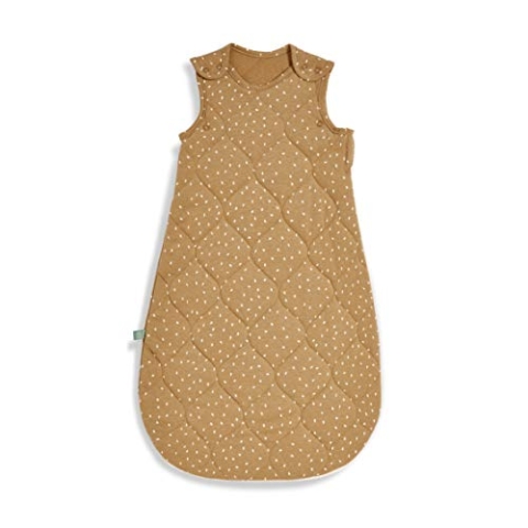 The Little Green Sheep Baby Sleeping Bag 0-6 Months, Quilted Organic Linen & Cotton Sleeping Bag, 2.5 Tog for All Year Round, Honey with Rice Print