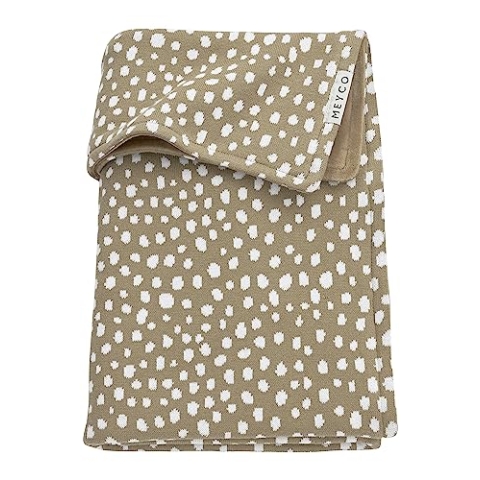 Meyco Baby Cheetah Velvet Babydecke, gestrickte Wiegedecke (aus 80% Baumwolle und 20% Polyester, vielseitig einsetzbar, einfache Pflege, atmungsaktiv, Größe: 100 x 150 cm), Taupe