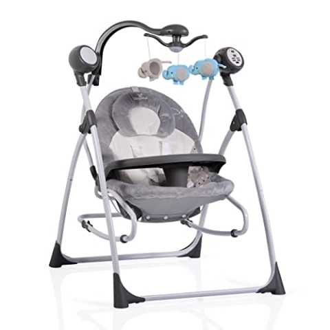 Cangaroo, Baby Rocker Swing Star, Fernbedienung, Musik, Timer, Mobil, Farbe: Dunkelgrau