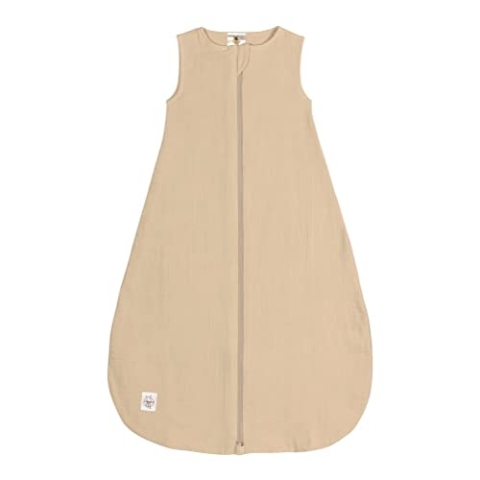 LÄSSIG Baby Sommerschlafsack ohne Ärmel Muslin Baumwolle GOTS zertifiziert unisex/Muslin Sleeping Bag nature, Größe 62/68 3-6 Monate