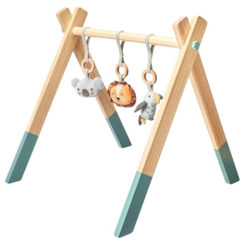 Nuby - Animal Adventures Babygymnastikcenter aus Holz mit interaktivem Zubehör - Holzspielzeug für Baby - Spielzeug Babyzimmer - Mehrfarbig - 0+ Monate