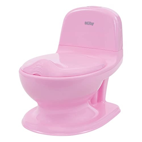 Nuby - My Real Potty - Kinder Töpfchen mit Spülgeräusch - Toilettentrainer für Kinder - mit echtem Sound und Batterien sind im Lieferumfang enthalten - Rosa - 18+ Monate