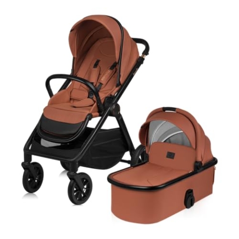 LIONELO LAYLA 2 in 1 Kombikinderwagen Kinderwagen 0-48 Monate bis 22 kg, Babywanne bis 9 kg, Rückenlehne und Fußstütze Verstellbar, AiryDots, 360° Schwenkbare PU-Räder, Vollständige Federung