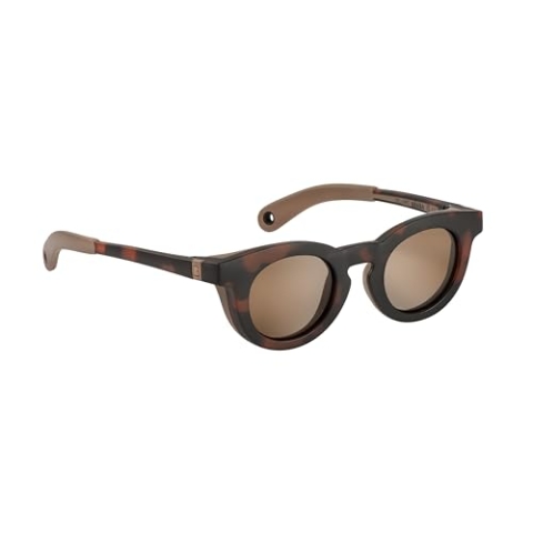 BÉABA, Babysonnenbrille 9-24 Monate, 100% UV-Schutz - CAT 3, Seitenschutz, optimaler Komfort, 360° verstellbare Bügel, sehkorrekturfähig, Retro Delight Kollektion, Dark Tortoise