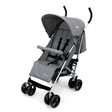 Asalvo MOMBI 2 Kinderwagen, Kinderwagen, neigbar, bequem, ultraleicht, sicher, Verdeck mit Fenster und Rückbremse, handlich, kompakt zusammenklappbar, maximale Belastung 15 kg, Grau