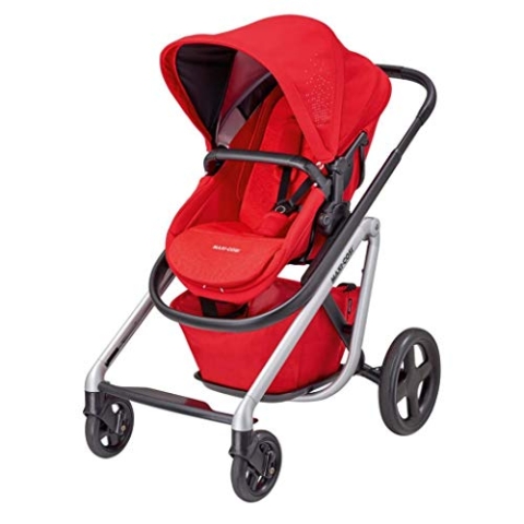 Maxi-Cosi Lila Komfortabler Kinderwagen, geeignet ab dem ersten Tag, Reisesystem mit Stubenwagen, 0 Monate - 3,5 Jahre, 0 - 15 kg, Rot (Nomad Red)
