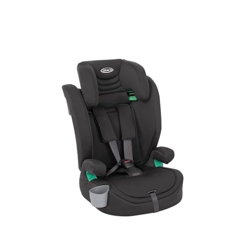 Graco Eldura™ R129 Kindersitz, Autositz vorwärtsgerichtet ab 15 Monaten bis ca. 12 Jahre (76-150 cm), Seitenaufprallschutz, schwarz, Midnight