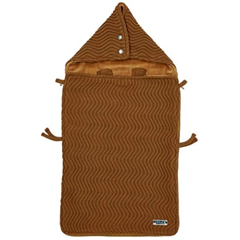 Meyco Fußsack Autositz Baby - samtweichem Plüsch gefüttert - the waves - 40x82cm - Camel