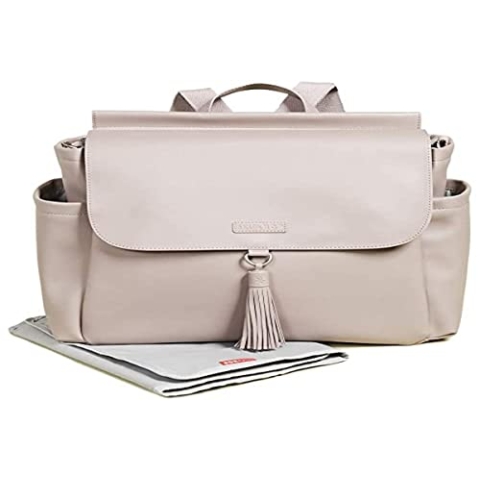 Skip Hop Greenwich Simply Chic Convertible Rucksack Portobello, umwandelbar zur Cross Messenger Schultertasche, inklusive Wickelauflage, grau