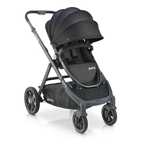 Joovy Qool Reisesystem-Kinderwagen, Premium-Multifunktions-Kombikinderwagen, Wächst Von Einzel- Über Doppel- Bis Hin Zu Dreifach Mit Zusätzlichem Zubehör, Schwarz Melange