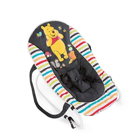 hauck Babywippe Rocky für Babys ab Geburt bis 9 kg, Einhändig Verstellbare Rückenlehne, Schaukelfunktion und Wippfunktion, Leicht Tragbar mit Tragegriff, 3-Punkt-Gurt (Disney Pooh Geo)