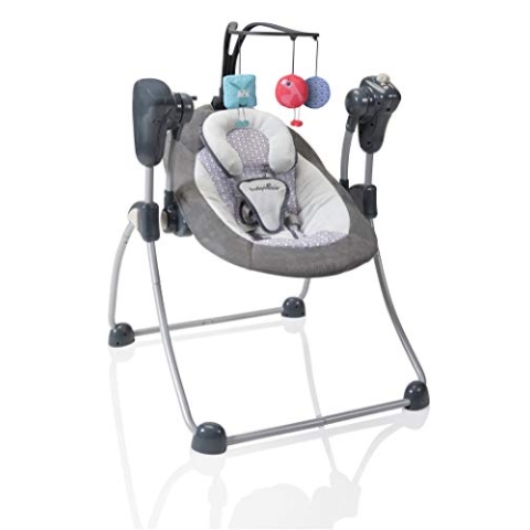 Babymoov Babyschaukel Swoon Bubble Zink - Schaukel/ Wippe für Babys, 8 Melodien, Rückenlehne in 2 Positionen verstellbar, inkl. Timer