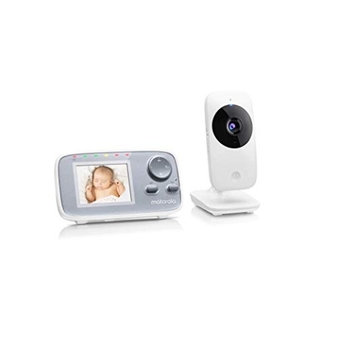 Motorola Nursery MBP 482 Video Babyphone / Baby-Überwachungskamera mit Zoom / 2.4 Zoll Farbdisplay / Infrarot-Nachtsicht und 300 Meter Reichweite, weiß