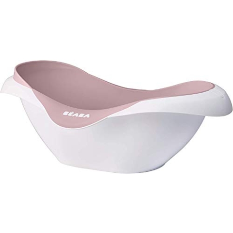 BÉABA - Babywanne - Rutschsicher und Komfortabel - Ergonomisch und Vielseitig - Weiches und Sanftes Material - Stöpsel - Camélé'O - Made in France - Rosa