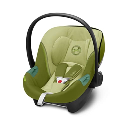 CYBEX Gold Babyschale Aton S2 i-Size, Ab Geburt bis ca. 24 Monate, Max. 13 kg, Inkl. Neugeboreneneinlage, SensorSafe kompatibel, Nature Green