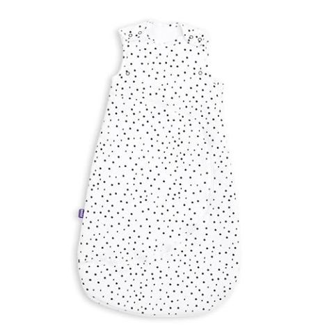 Snüz Pouch Baby Sleeping Bag, 2.5 Tog - Black Polka Dot Design - Soft 100% Cotton with Zip for Easy Nappy Changing - 0-6 Months