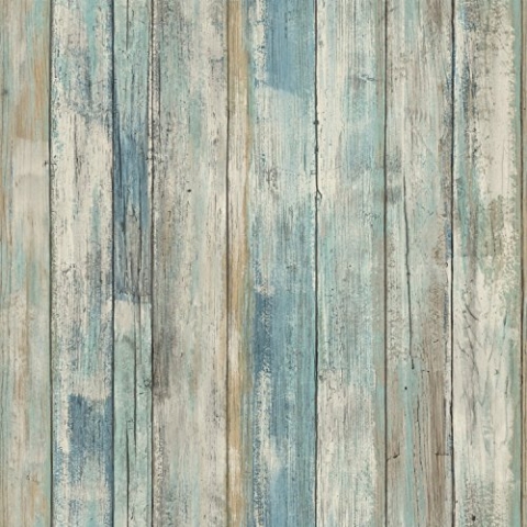 Room Mates 54417 Raumdekor "Peel und Stick" blaues verwittertes Holz, mehrfarbig