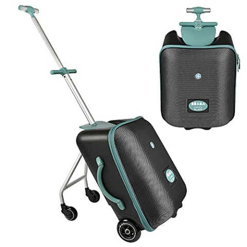 BÉABA & Micro Mobility, 2-in-1 Kabinenkoffer mit Sitz für Kinder, ab 4 Jahren, erweiterbar, große Öffnung, Kapazität 22 l, mehrere Fächer, praktisch und handlich, Luggage Eazy blau