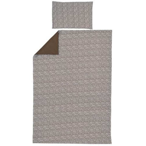 Meyco Home Cheetah/Uni Bettwäsche für 1-Person (Baumwolle, atmungsaktives Material, einfache Pflege, praktischer Einschlagstreifen, Maße: 140 x 200/220 cm), Schokolade