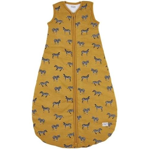 Meyco Baby Zebra Animal Schlafsack gefüttert (aus 100% Baumwolle, mit Rundum-Reißverschluss, hautfreundlich, Faltenresistent, perfekte Passform, Größe: 98), Honig Gold