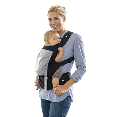 AMAZONAS Ergonomische Babytrage Smart Carrier mit Kapuze für Neugeborene & Kleinkinder Mitwachsend ab 0-3 Jahre bis 15 kg 100% Baumwolle Black