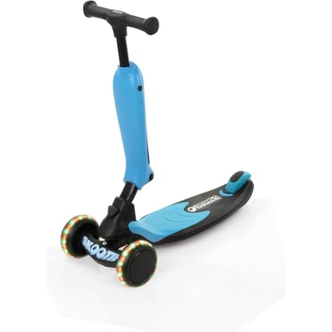 hauck 2in1 Kinder Rutscher & Scooter Skootie für Kinder 1-5 Jahren mit LED Lichter (keine Batterien nötig), Fußbremse, Leicht Umbaubar von Rutschfahrzeug zu Roller (Neon Blue)