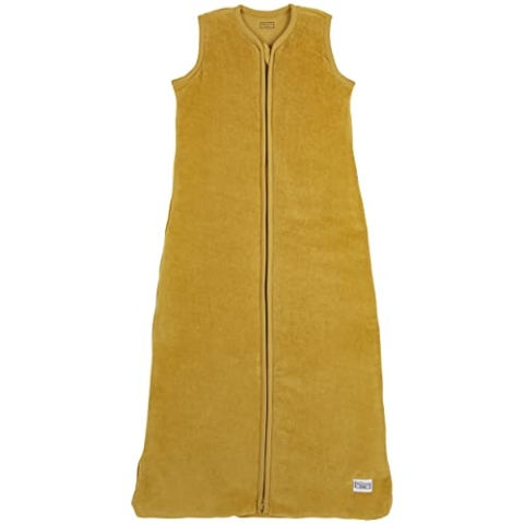 Meyco Baby Velvet Schlafsack, gefüttert (Innenseite aus 100% Baumwolle, Winterschlafsack mit Reißverschluss, Gute Belüftung und Feuchtigkeitsaufnahme, perfekte Passform, Größe: 110 cm), Honig Gold