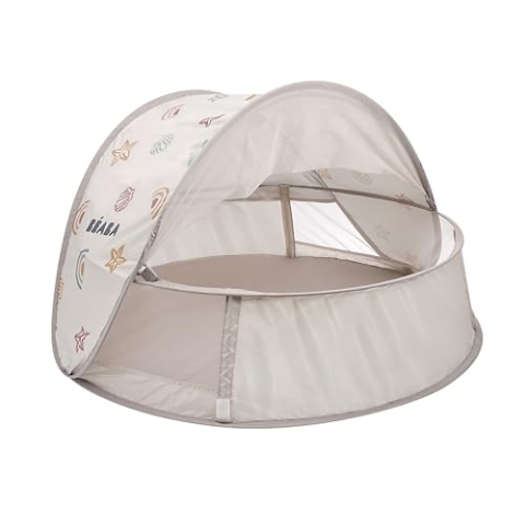BÉABA, Strandmuschel, Anti-UV-Babyzelt 2 in 1, 0-24 Monate, maximaler UV-Schutz UPF50+, gefilterte UV-Strahlen, 360° Belüftung, Moskitonetz, geräumig, Pop-Up-System, Transporttasche, BreezyNest
