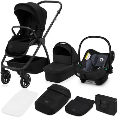 LIONELO MERIL 3-in-1 Multifunktionaler Kinderwagen 0-48 Monate Bis zu 22 kg, Babywanne bis zu 9 kg, Kindersitz bis zu 13 kg, Geländeräder 360°, Vollfederung, XXL-Verdeck mit UPF50+