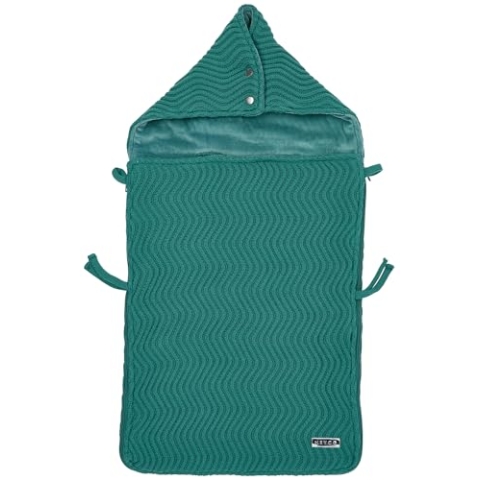 Meyco Fußsack Autositz Baby - samtweichem Plüsch gefüttert - the waves - 40x82cm - Emerald Grün