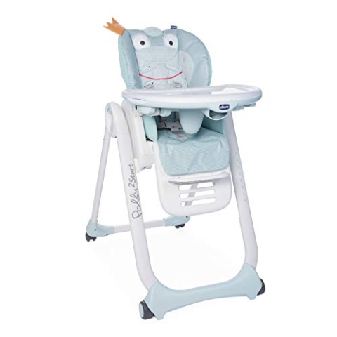 Chicco Polly2Start Baby Hochstuhl ab Geburt bis 3 Jahre (15 kg), Verstellbarer Kinderhochstuhl mit 4 Rädern, Liegefunktion und Kompakte Schließung