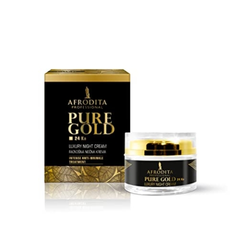 Afrodita Professional PURE GOLD 24 Ka Luxuriöse Nachtcreme l 50 ml l leistungsstarke Anti-Aging-Formel mit Partikeln aus reinem, 24-karätigem Gold
