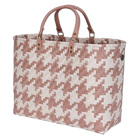 Handed By Mayfair Grand Shopper Kupfer Blush mit Champagner-Muster Größe L mit kurzen PU-Griffen