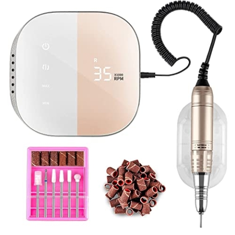Madenia Elektrische Nagelfräser TouchPro Gelnägel 35000 UMin Profi Nagelfeile Elektrische Maniküre Pediküreset Kunstnägel, mit HD-Digitalanzeige, inkl 6x Bits,Rosa…