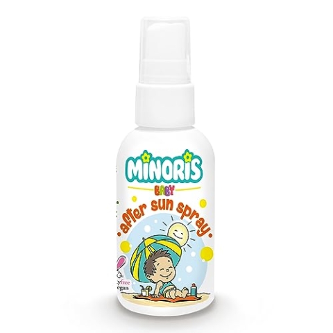 Minoris Baby After Sun Spray | Beruhigt Sonnenbrand mit Zinkoxid, Bio-Inhaltsstoffen & Vitamin E | Hypoallergen, Vegan, Sicher für 0-6 Monate | Sanfte Erholung nach dem Sonnenbad | 100 ml