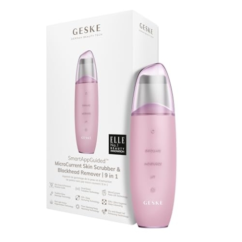 GESKE | SmartAppGuided™ MicroCurrent Skin Scrubber & Blackhead Remover | 9 in 1 | Skincare Tools | Face Cleaning | Anti Aging und Reinigung | Professionelle Gesichtsstraffung | Mitesserentferner