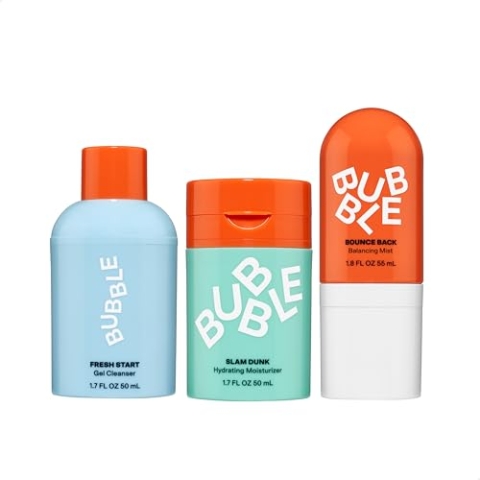 Bubble Skincare New Faces All Ages Starter Kit – Gel-Reiniger, feuchtigkeitsspendende Feuchtigkeitscreme, erfrischendes Toner, komplettes Hautpflege-Set für frische, strahlende Haut in jedem Alter