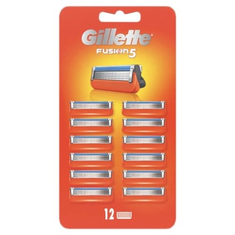 Gillette Fusion5 Rasierklingen für Herren, 12er-Pack Rasierklingen-Nachfüllpackungen mit Präzisionstrimmer, 5 Anti-Reibungsklingen, geeignet für Mailbox