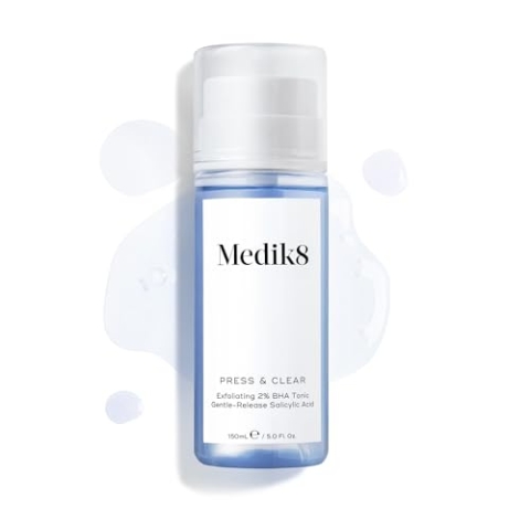 Medik8 Press & Clear - Klärender Peeling-Toner mit 2% BHA - Salicyl- & Tranexamsäure - reduziert Unreinheiten, Mitesser & Fettigkeit - 150ml