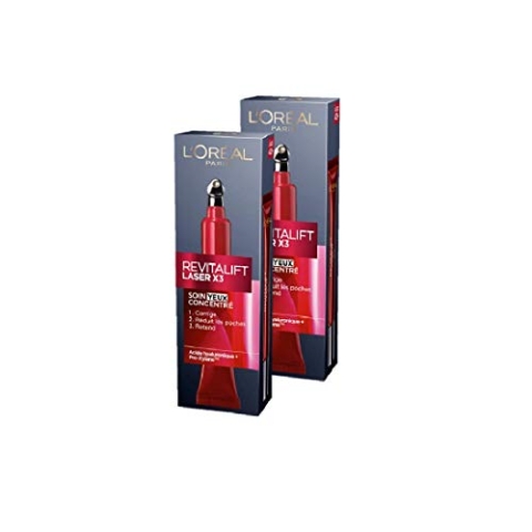L'Oréal Paris – Revitalift – Laser X3 – Augenpflege Triple Action – Anti-Falten & Multi-Correction Anti-Aging, 2 x 15 ml