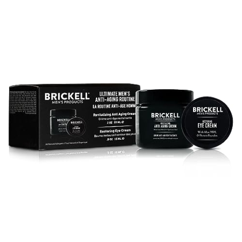Brickell Men's Ultimate Anti Aging Routine - Nachtcreme & Augencreme gegen Falten und Augenringe - Anti Falten Creme gegen Tränensäcke & geschwollene Augen - Natürlich & organisch - Parfümiert