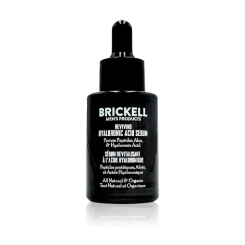 Brickell Anti-Aging-Hyaluronsäure-Serum für Männer für das Gesicht, belebendes Tagesserum für Männer, Natürliches und Organisches Vitamin-C-Gesichtsserum mit Proteinpeptiden, 30 ml, Parfümiert