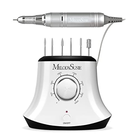 MelodySusie Nagelfräser 30000 U/min Professionelle Elektrische Nagelfeile Maniküre Pediküre Set Gelnägel Nagelpflege Fräser Set für Nagelstudio Zuhause mit Fußpedal und 6 Bits