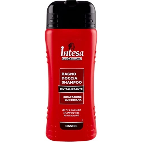 6x Intesa Pour Homme Revitalisierendes Bade- und Duschshampoo, Ginseng, 500 ml + Italian Gourmet Polpa 400g