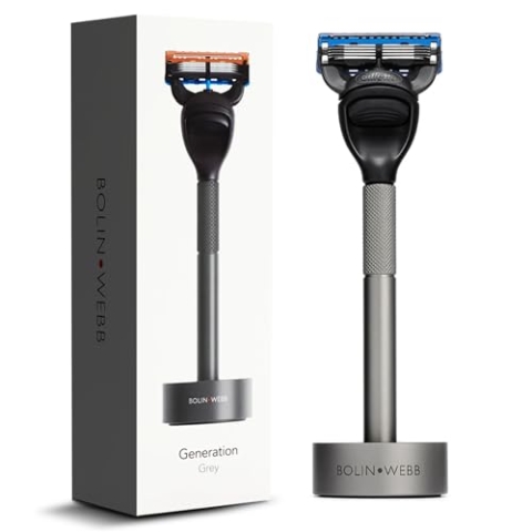 Bolin Webb Generation Rasierer und Ständer in Graphit Ausgestattet mit Gillette Fusion5 Klinge Luxuriöser Rasierer für Herren