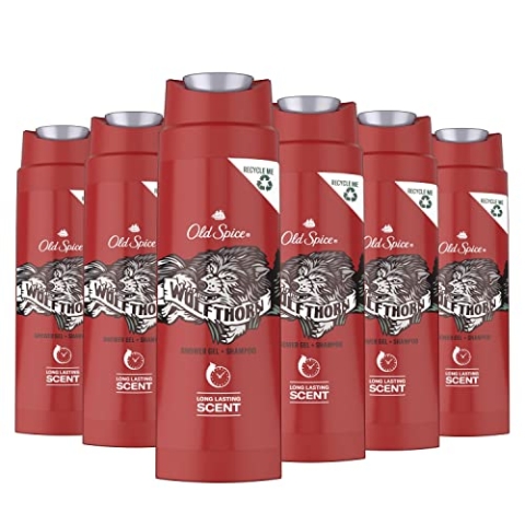Old Spice Wolfthorn Duschgel und Shampoo für Männer, (6 x 250 ml), 3-in-1 Körper-Haar-Gesichtsreinigung, Mit Langanhaltendem Duft, 6 Stück