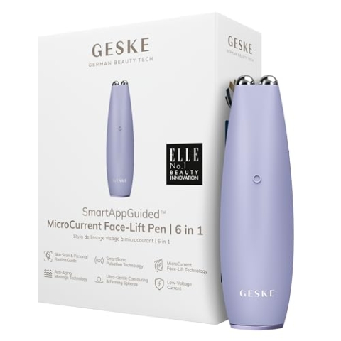 GESKE | SmartAppGuided™ MicroCurrent Face-Lift Pen | 6 in 1 | Skincare Tool mit Mikrostrom | Anti Aging Device | Gesichtsstraffung | Junge Haut ohne Falten | Gerät für das Gesicht