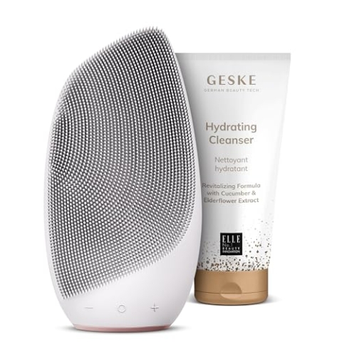 GESKE | SmartAppGuided™ Sonic Thermo Facial Brush | 6 in 1 + GESKE Hydrating Cleanser | Set mit passender Kosmetik-Zugabe | Beauty Bundle